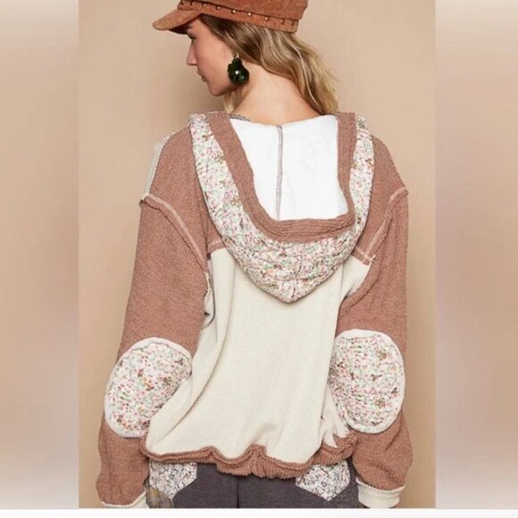 23. POL Floral Patchwork Jacket - Cream and Brown - Picture 3 of 16